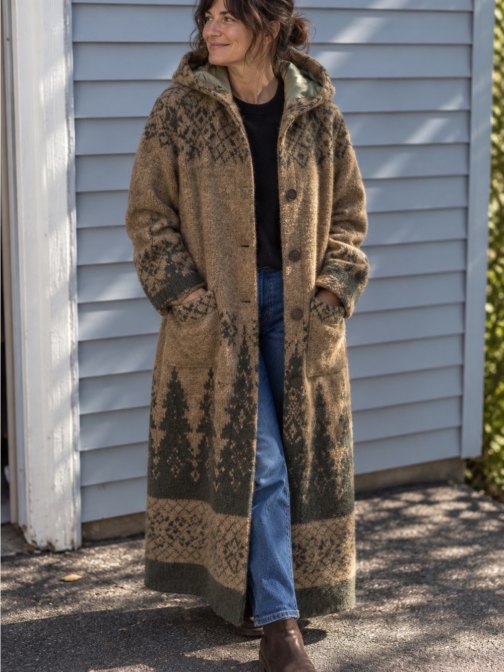 Vintage Woolrich Wool Blanket Coat – Hooded – Made in USA – Size Large